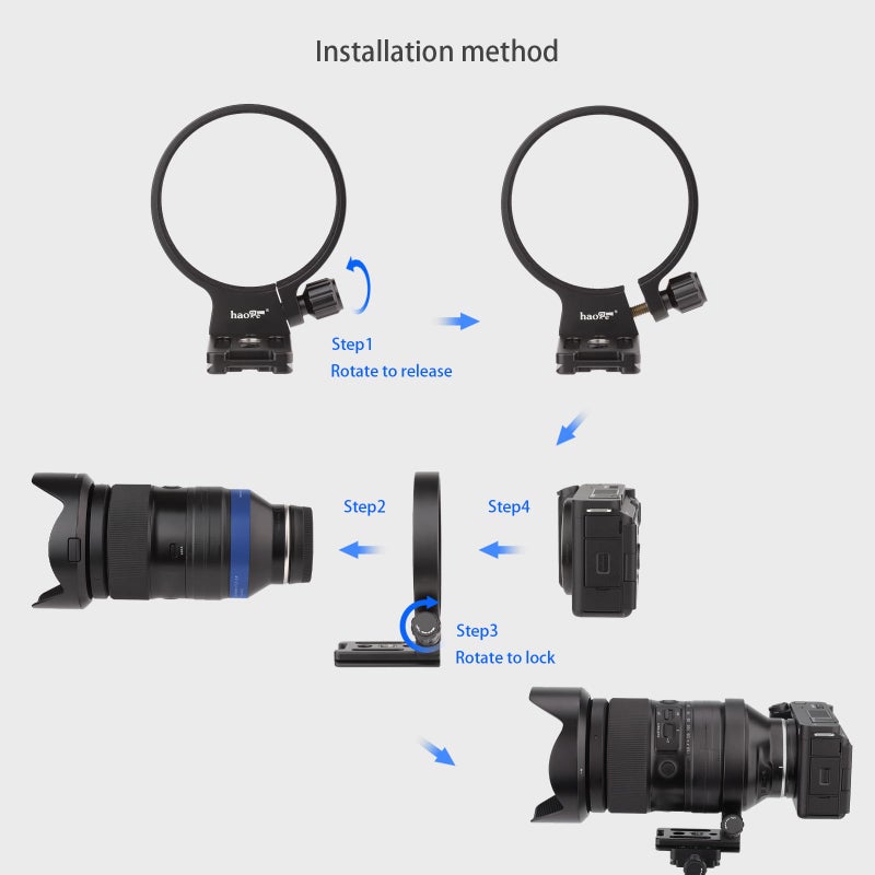 Haoge LMR-SM140 Lens Collar Replacement Foot Tripod Mount Ring Socket Stand Base for Sigma 100-400mm f/5-6.3 DG OS HSM Lens (Canon EF-Mount or Nikon F-Mount) Built-in Arca Type Quick Release Plate - Image 5